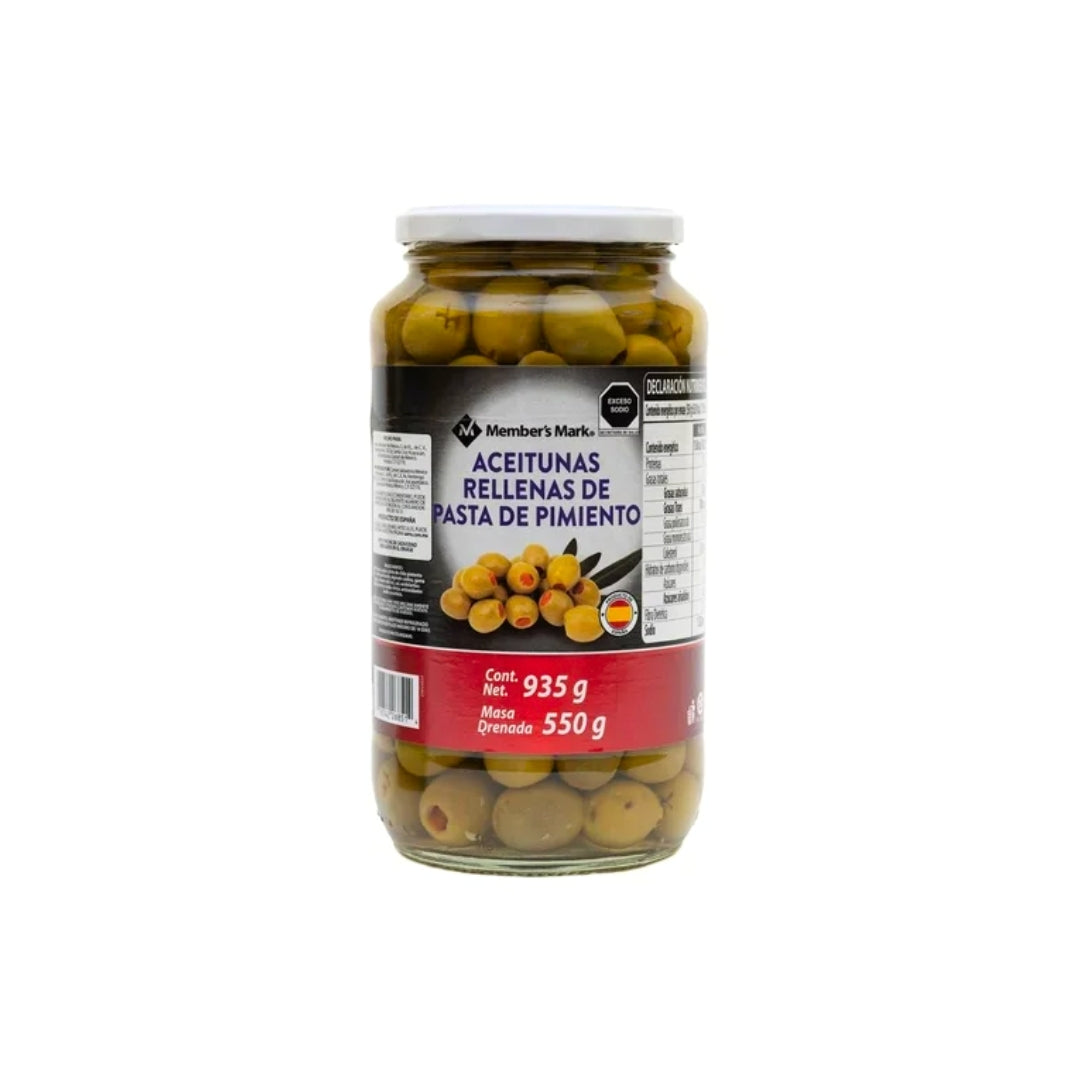 Aceitunas Members Verdes Rellenas De Pasta De Pimenton 550 Gr