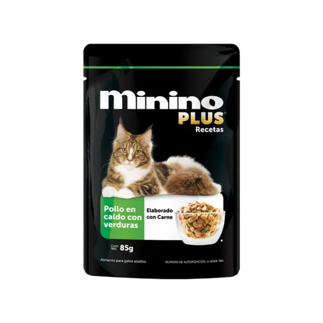 Alimento Gato Sobre Minino Pollo En Caldo Con Verduras 85 Gr